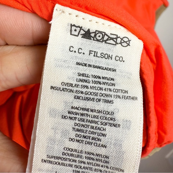 Filson Featherweight Down Puffer Vest Dark Tan Khaki 700CC Men’s Size Small - Picture 12 of 16